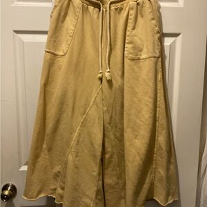 Casual Drawstring Wide-Leg Pants in Mustard